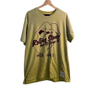 Riff StarsThe Rolling Stones Rock Band T-Shirt Tongue Logo Green Size XL